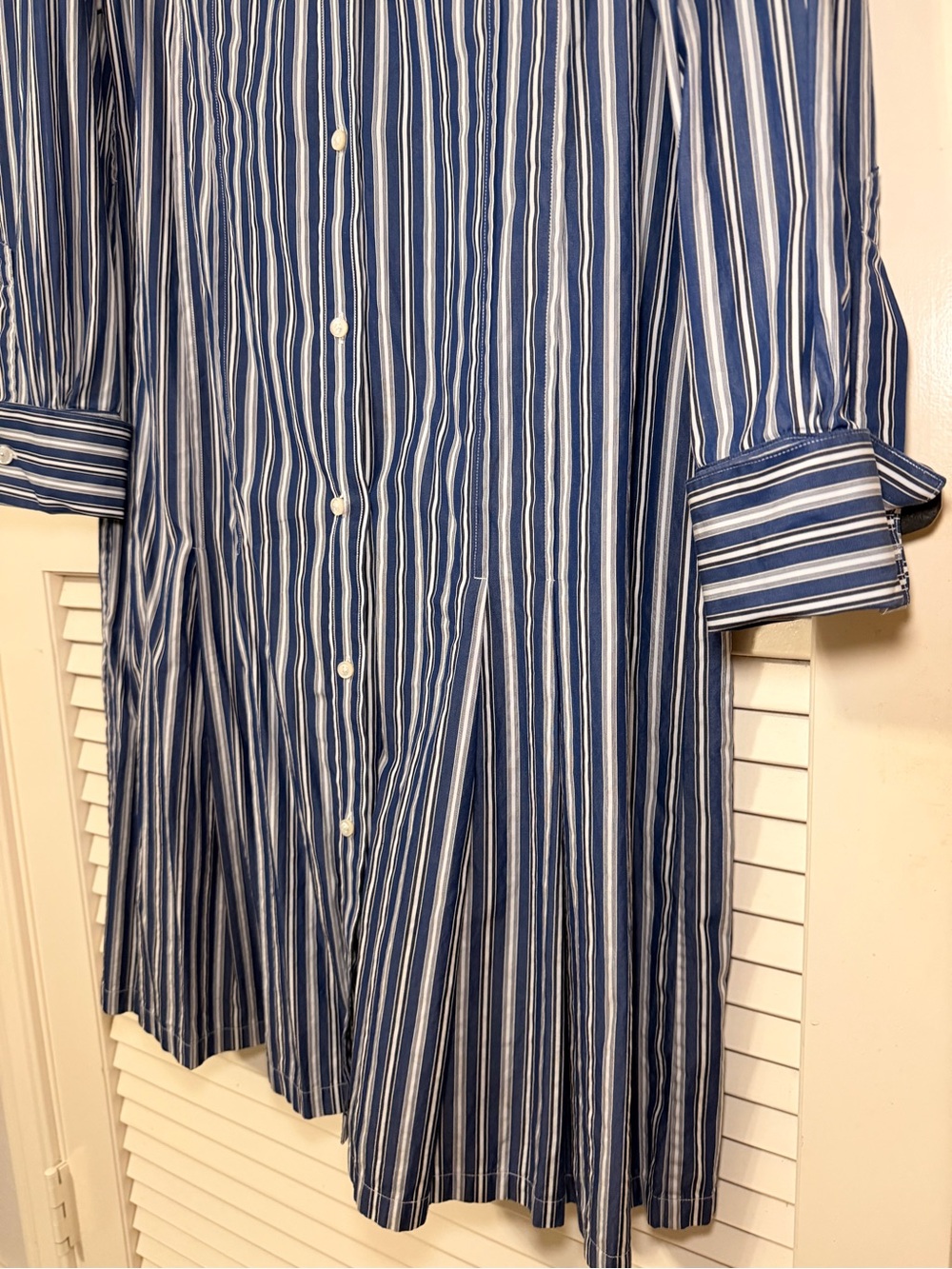 Brooks Brothers Navy/White Striped Button Front dress with pleats - Size 12 - Picture 3 of 8